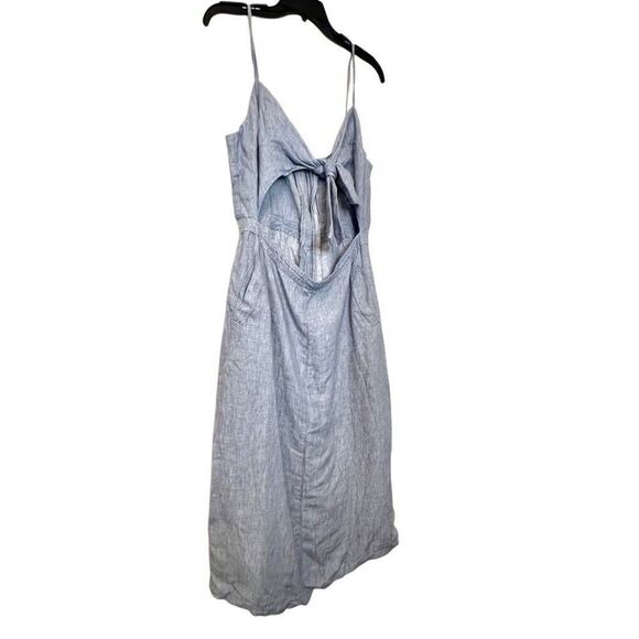 Topshop Chambray Bow Tie Cutout Front Sleeveless Sundress Blue Size 10 - Picture 4 of 5